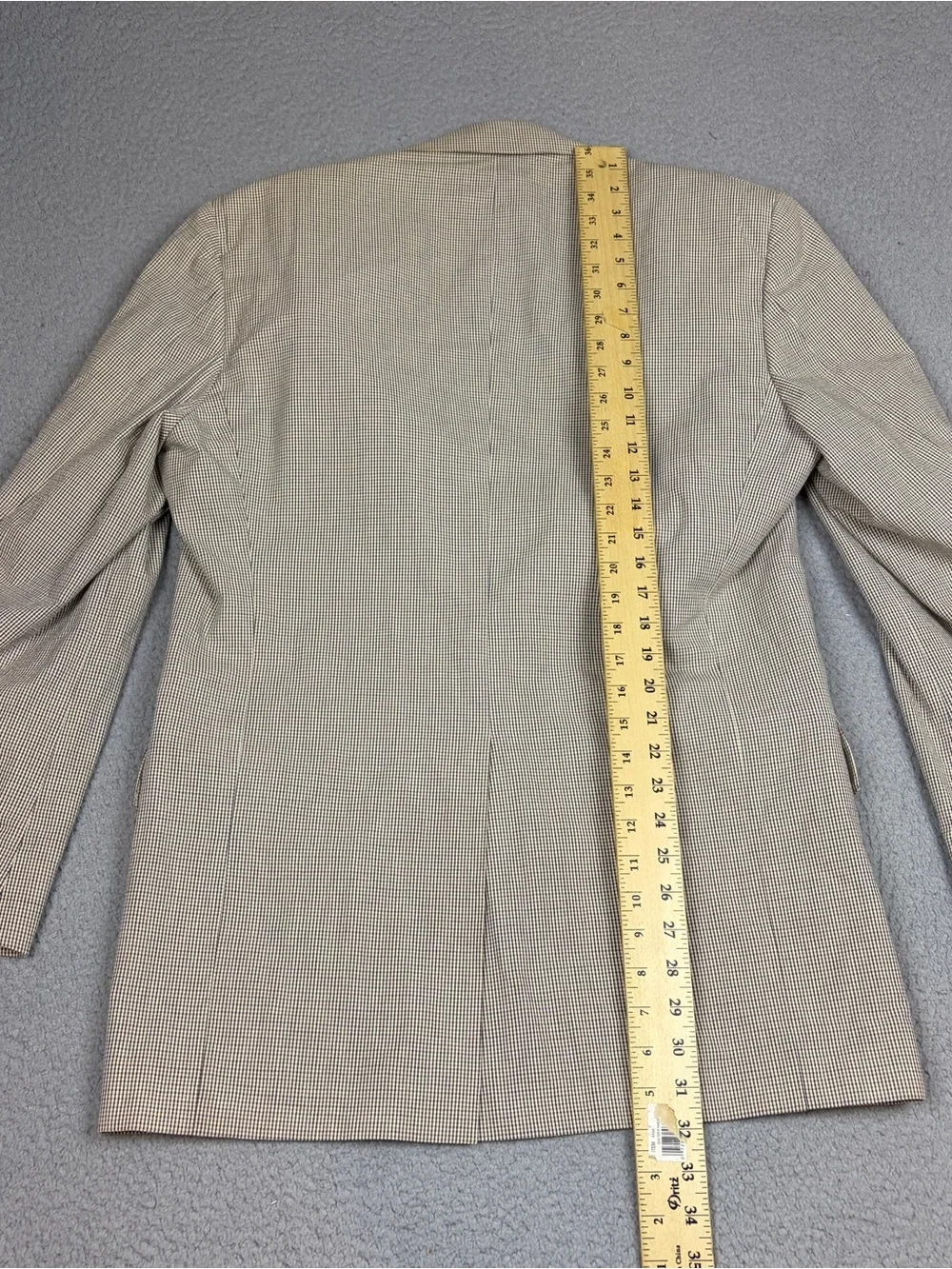 Vtg Brooks Brothers 1818 Blazer Men 43L Beige Silk Linen Wool Gunclub Check USA